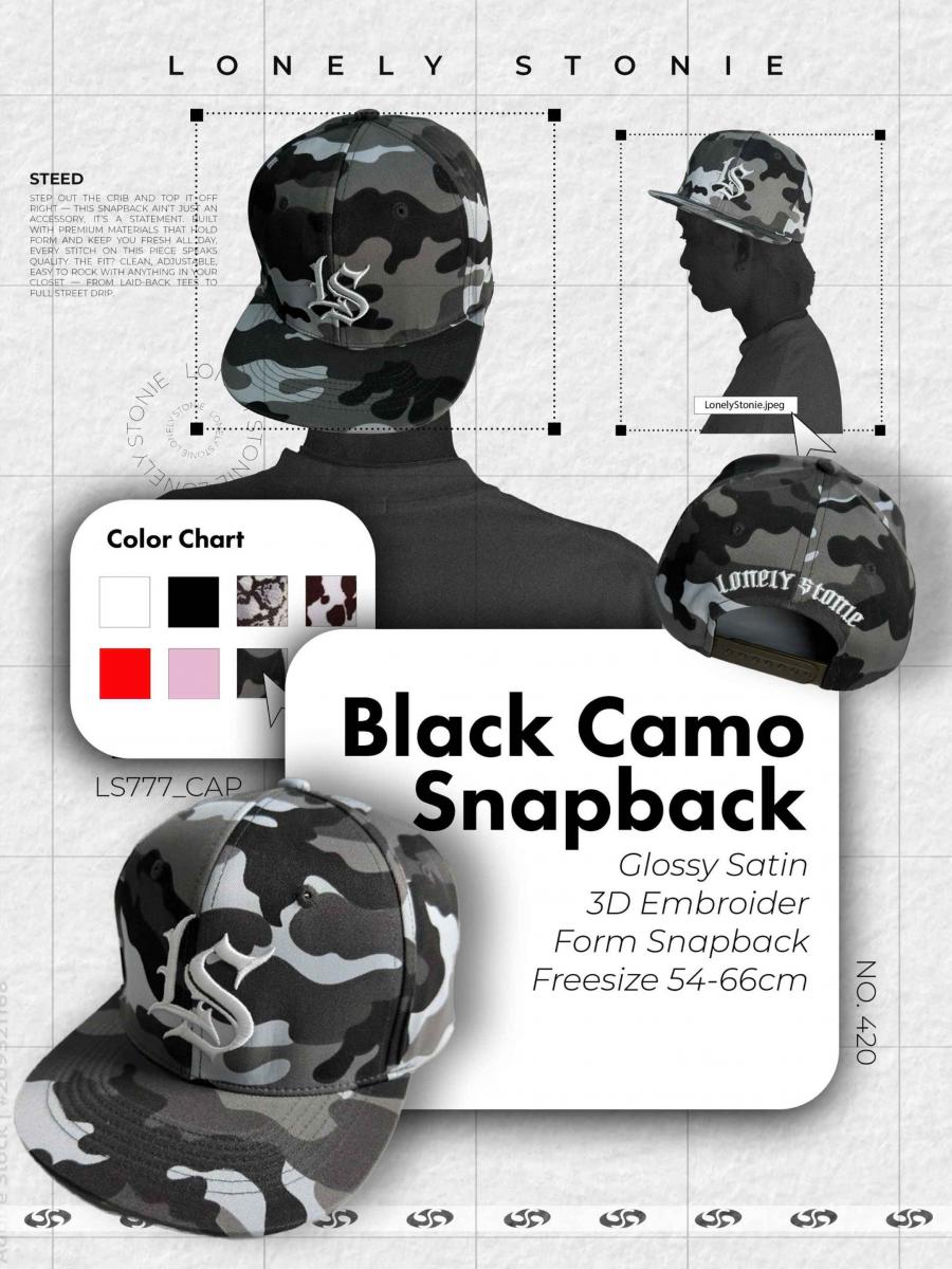 LS SNAPBACK – BLACK CAMO