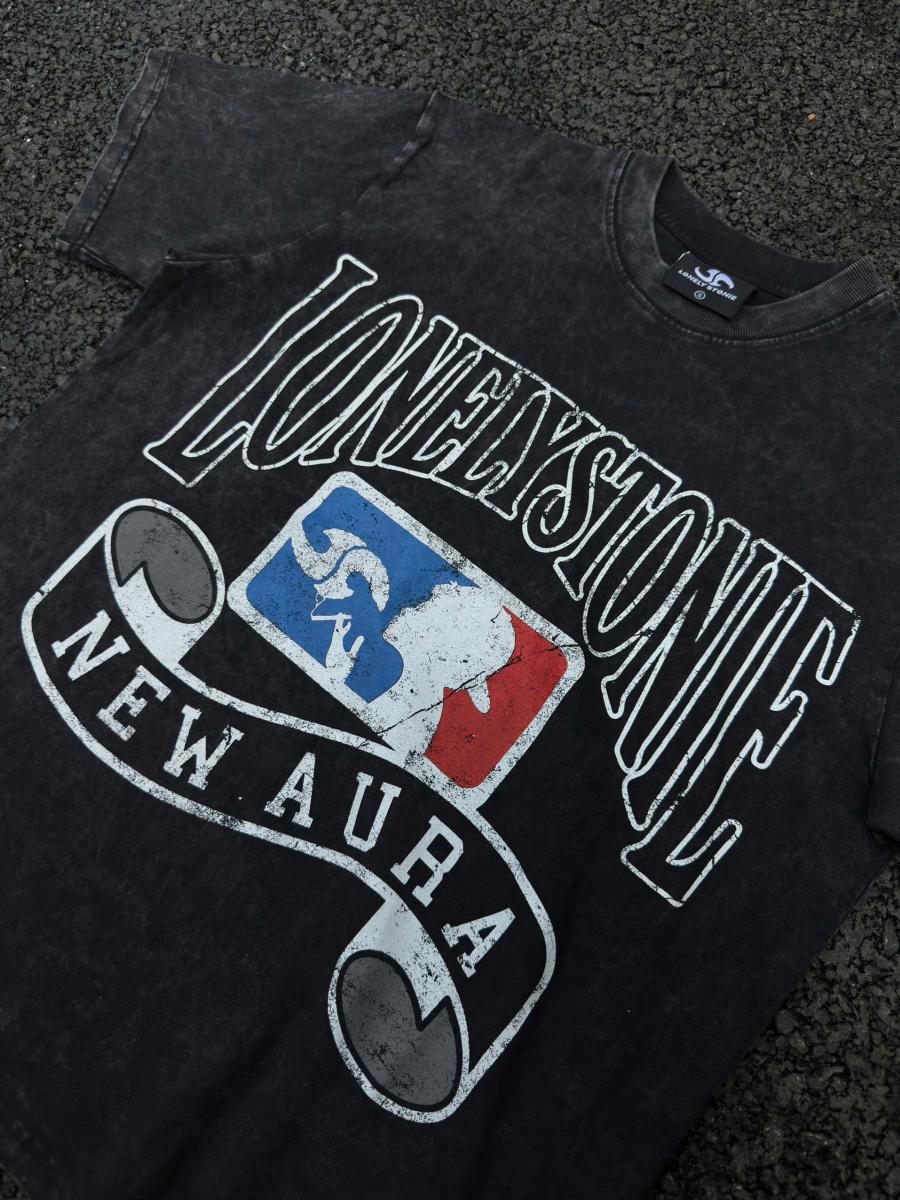 “NEW AURA” WASHED BLACK TEE - 3
