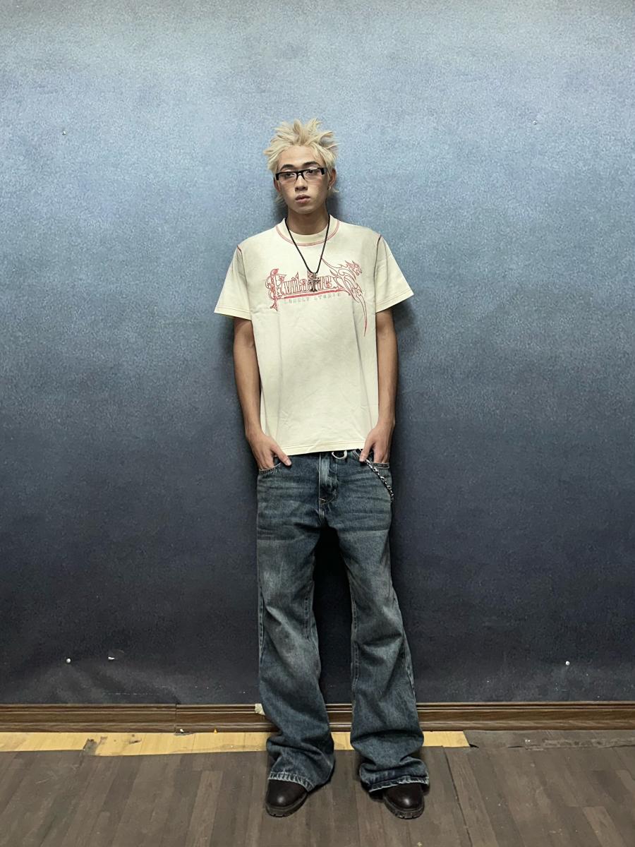 BLOOD WASHED BEIGE TEE - 3